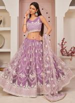 Butterfly Net Lavender Party Wear Emboidery Work Lehenga Choli